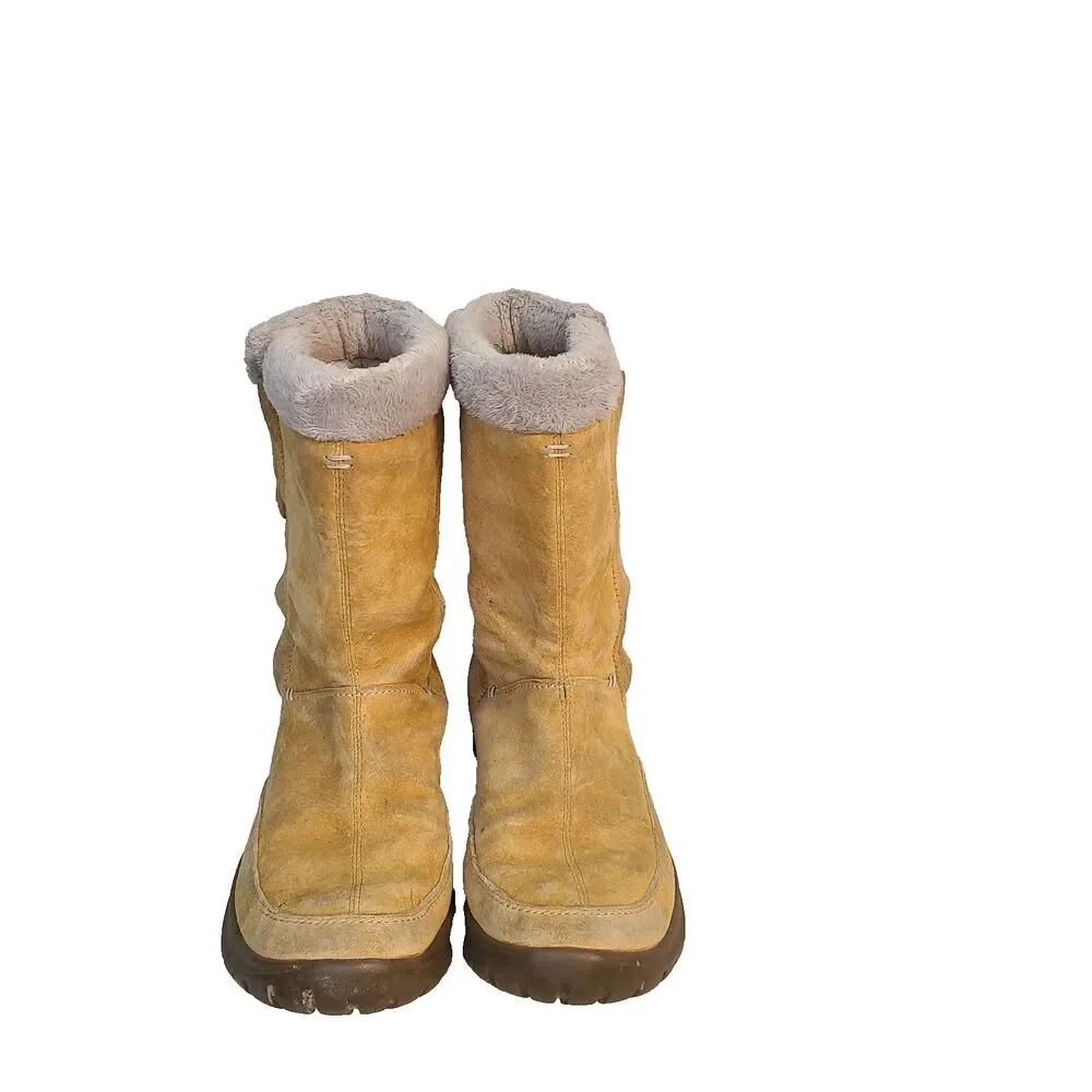 Helly Hansen Suede Boots 6.5 Faux Fur Lined Side Zip Gorpcore Apres Ski Y2K Warm